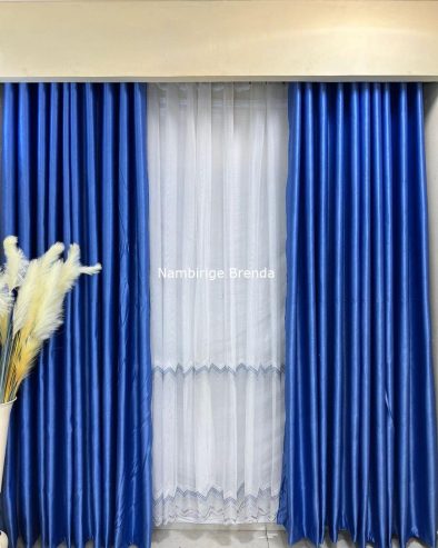 Living room curtains in blue