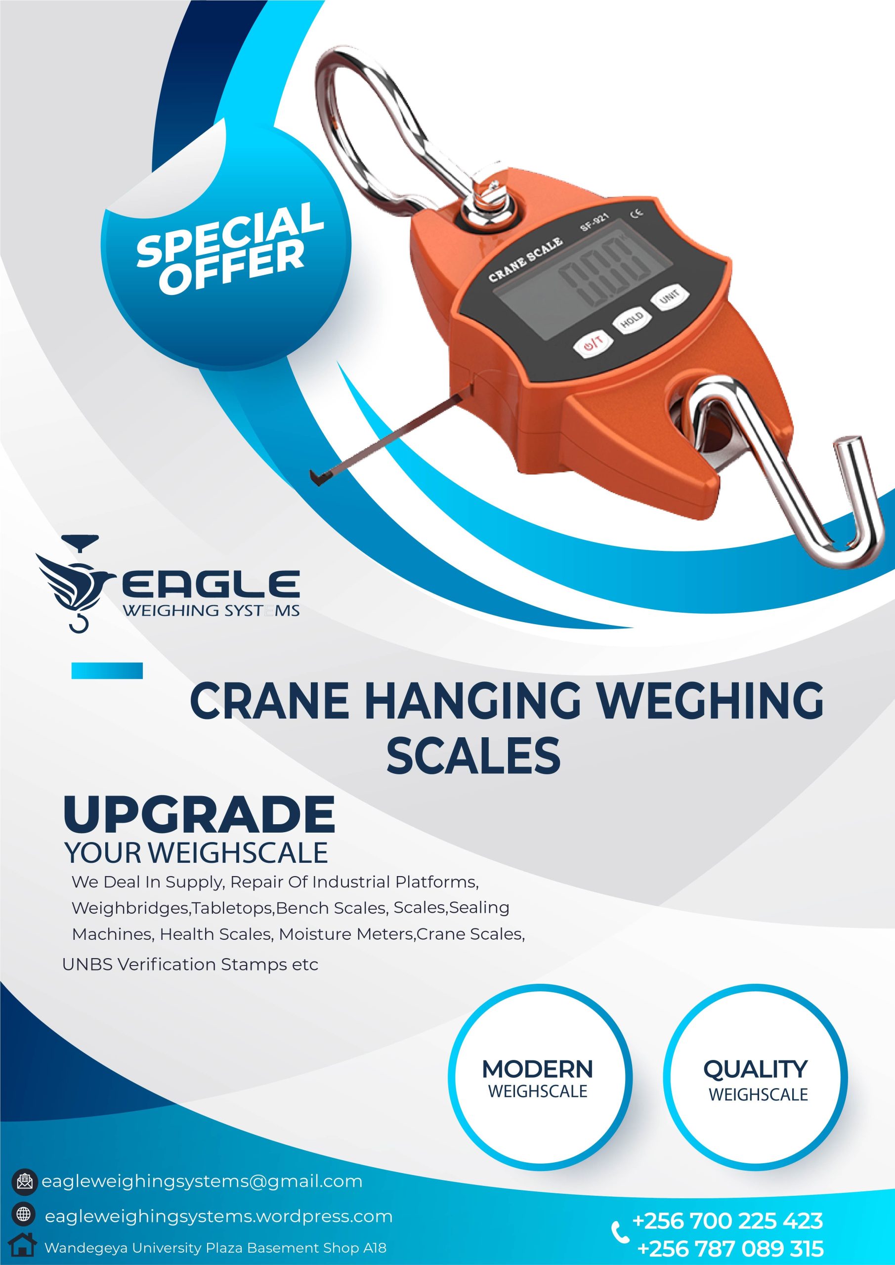 Portable Crane Weighing scales in Uganda +256 700225423