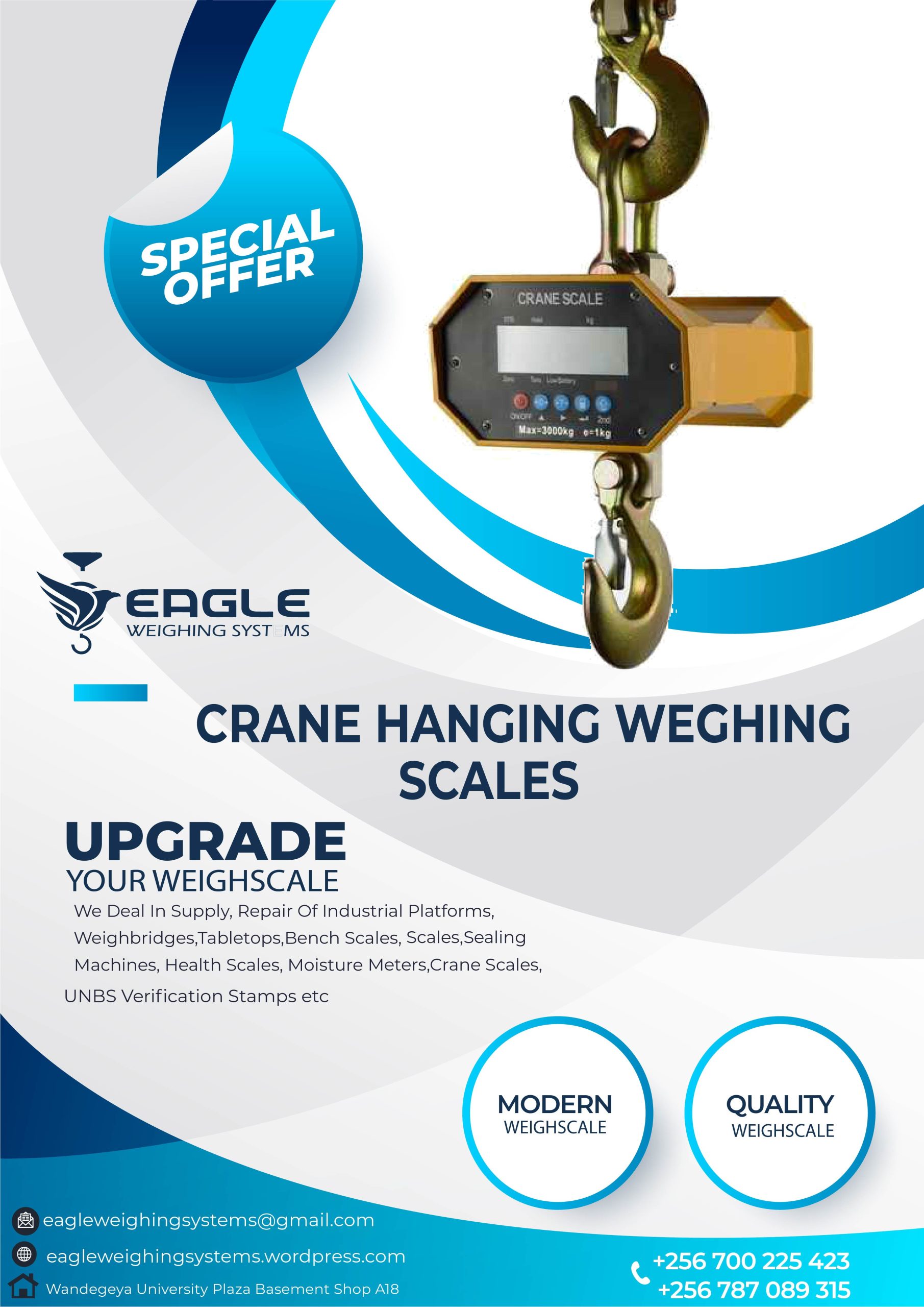 Crane Weighing scales company in Uganda +256 700225423