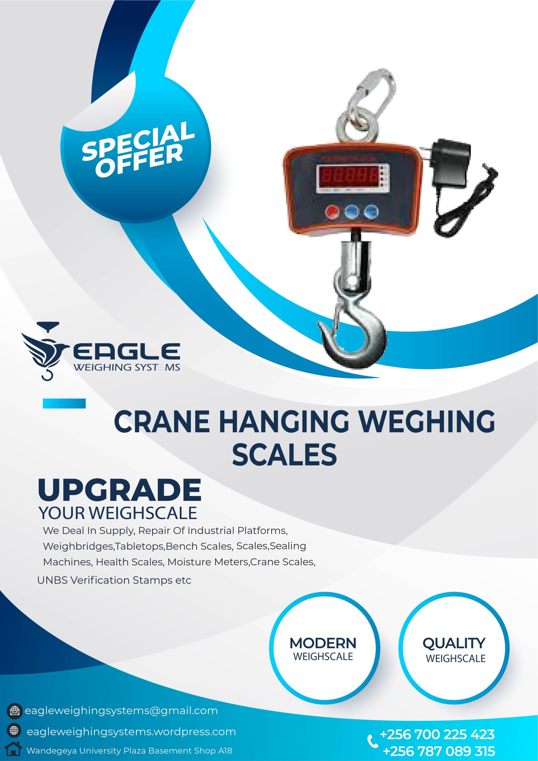 Crane Weighing scales price list in Uganda +256 700225423